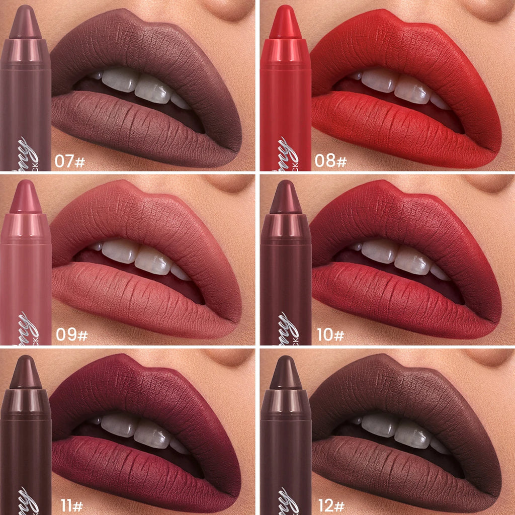 Multiple Colors Matte Lip Liner, Use As Lip Liner and Lipstick, Easy To Accurately Apply, Waterproof Long-lasting Non-stick Quake