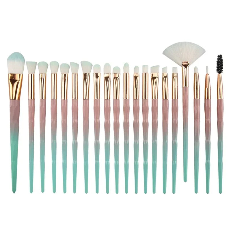 20Pcs/Lot Rhinestone Makeup Brushes for Eye Shadow Powder Foundation Lip Professional Cosmetic Beauty Make Up Brush Tools Quake Default Title