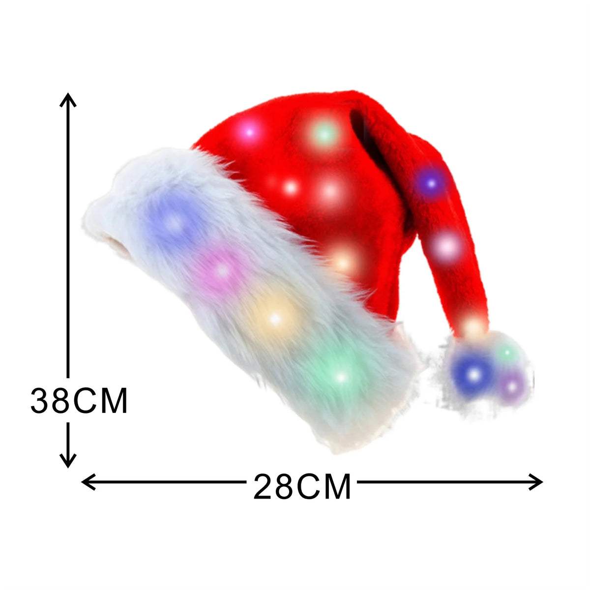 Merry Christmas adjustable LED Lights High-end Plush Children Adult Santa Hat Christmas Decorations Christmas Supplies LuminousS Quake With LED 28x40cm