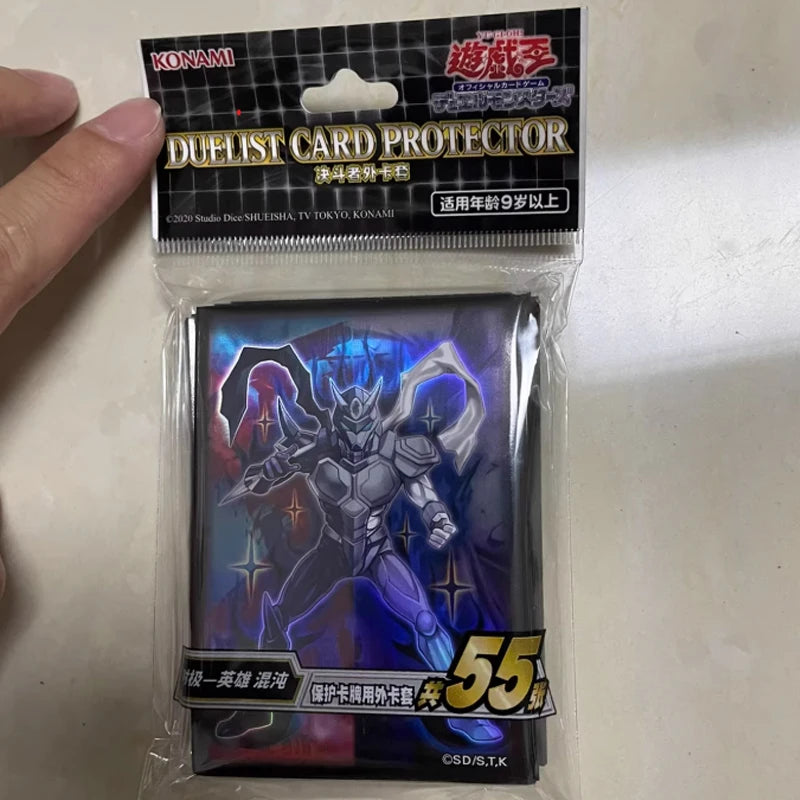Hot 55pcs Official YuGiOh Simplified Chinese Hero Chaos Card Sleeves 63x90mm TCG Game Protector for Kids Anime Collection Gift Quake