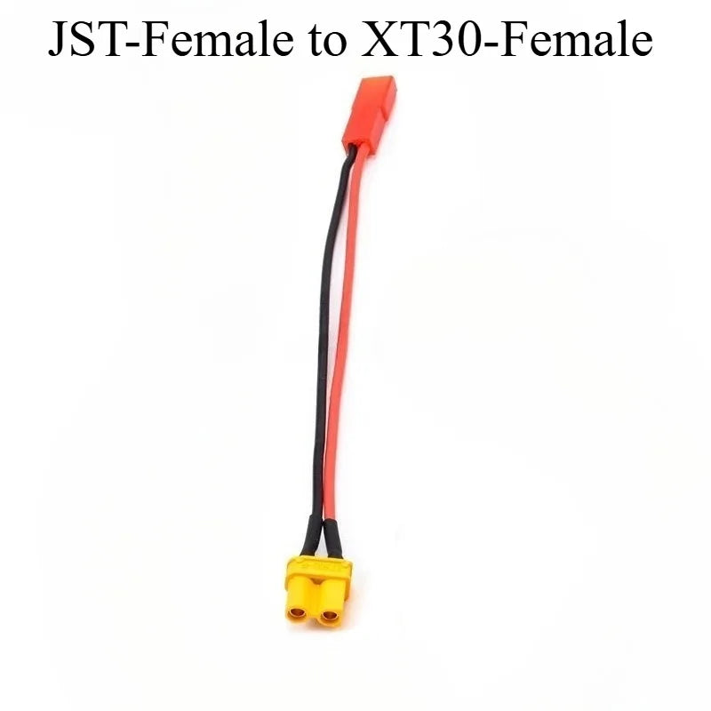 Mismatch‑Fix RC Power Conversion 20AWG Silicone XT60/30 T‑Plug to JST Male Female Connector for Airplane FPV Drone Accessories Quake JST-F to XT30-F 1PCS 20CM