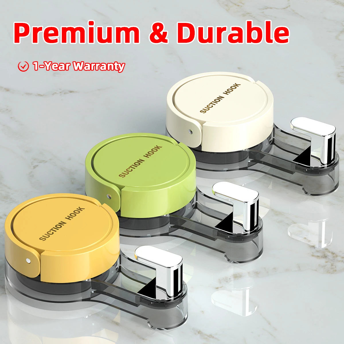 Suction Hooks Strong Vacuum Power Traceless No-Drilling Adhesive Hooks for Home Bathroom Kitchen Door Back and Toilet Area Quake