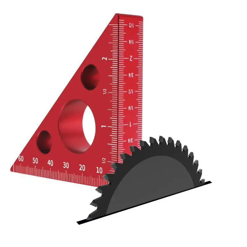 Aluminum Ruler 45/90 Degree Frosted Right Angle Gauge Triangle Ruler With Both Imperial And Metric Scales For DIY Wood Projects Quake Red