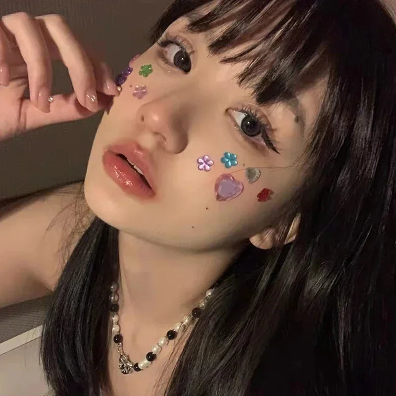 Rhinestone Crystal Face Stickers Diamond Face Makeup DIY Decoration Disposable Acrylic Tattoo Stickers Drill Phone Eyes Sticker Quake