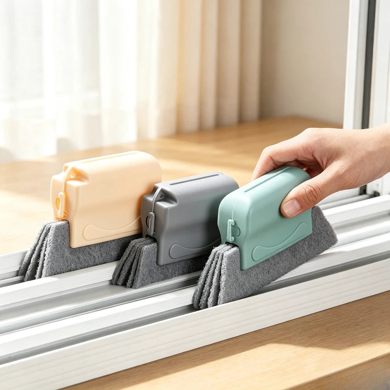 Household Window Track Cleaning Brush Slit Dust Remover Brush Detachable Scouring Pad Groove Dead Corner Cleaning Tool Quake
