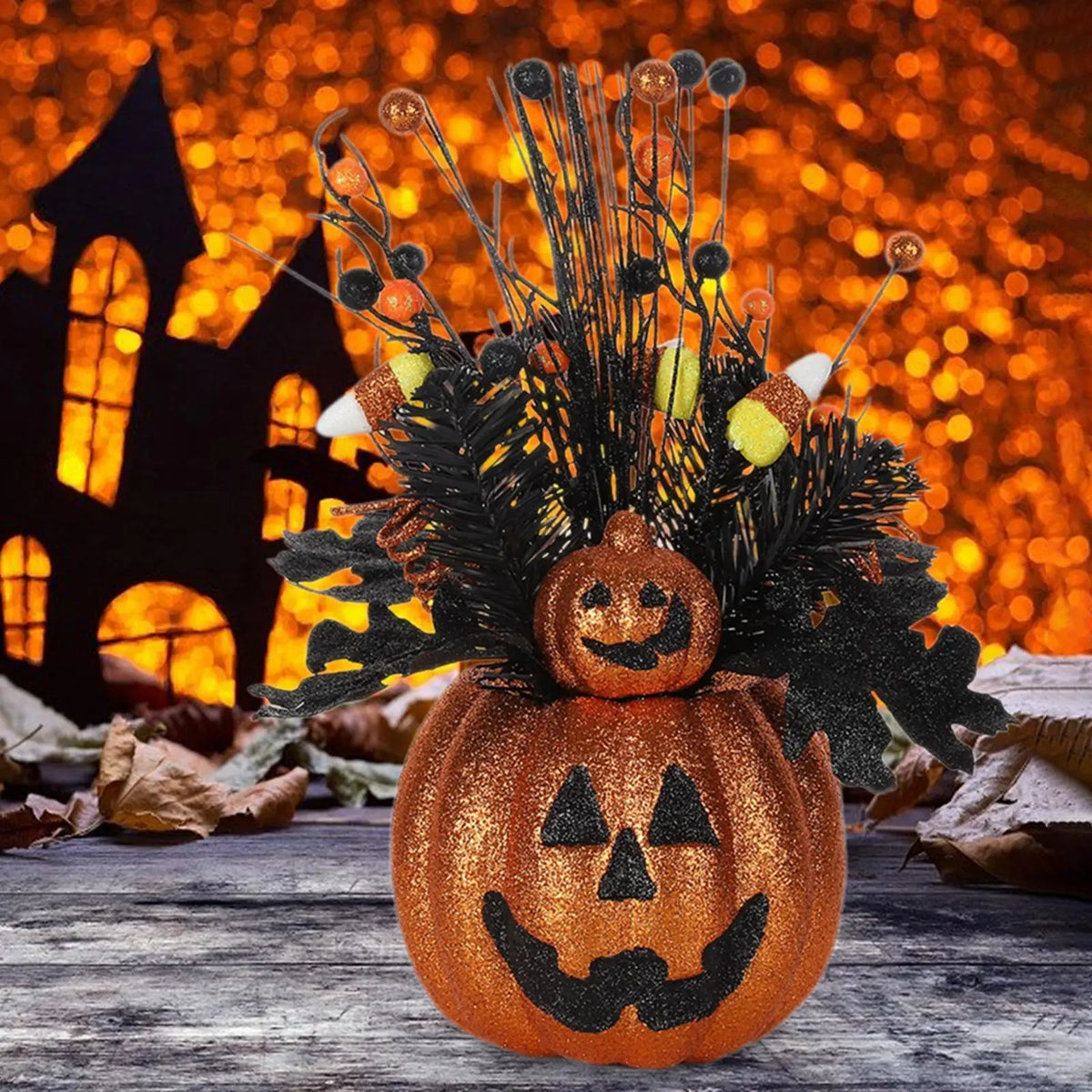 Pumpkin Flower Pot Statue for Home Decor Gift Halloween Figurine for Hallway Housewarming Indoor Living Room Table Centerpieces Quake
