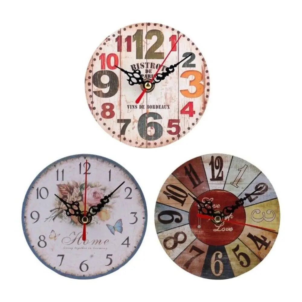 New Wooden MDF Clock Round Shape Home Decoration Wall Clock Covered by Paper Desk Clock Living Room Quake
