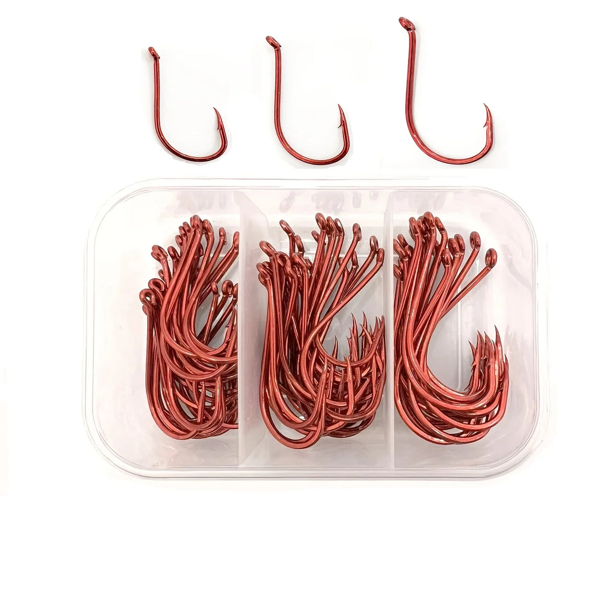 80Pcs High-Strength Fishing Hooks, Red Octopus Hooks with Barbs Quake