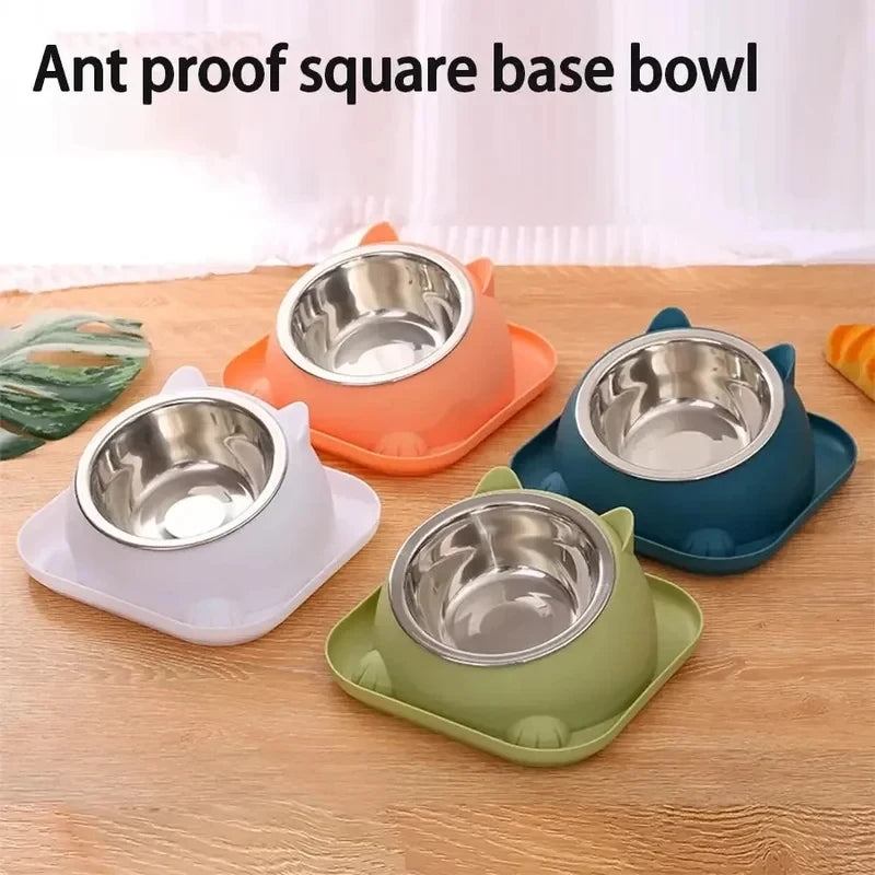 Anti-Tipping Fun Cat Dog Bowl Tilted Non-Slip Anti-Ant Water Added Pet Feeding Bowl Quake
