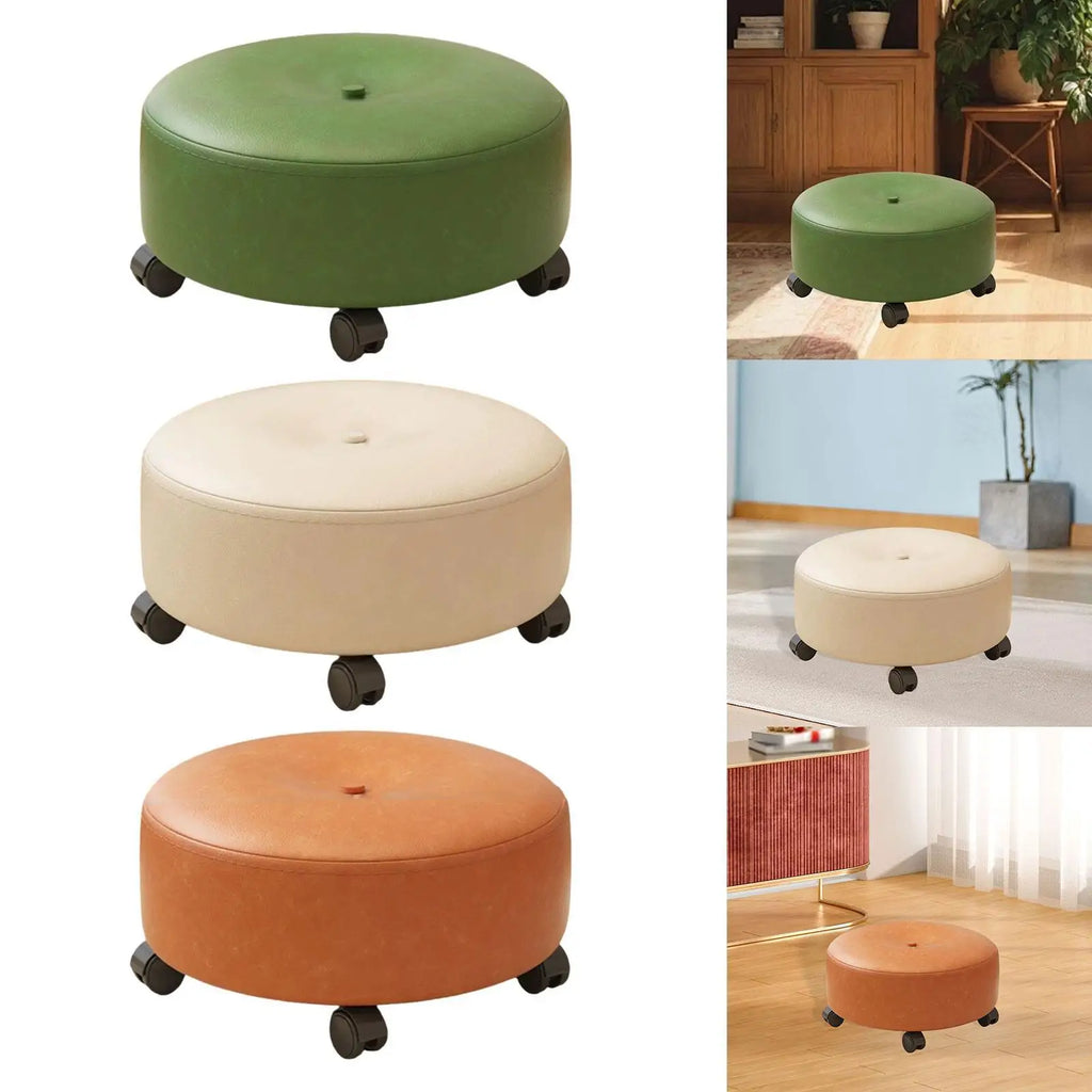 Low Rolling Stool with Wheels Low Rolling Stool Swivel Rolling Low Stool Sofa Stool for Office Bedroom Home Playroom Garage Quake