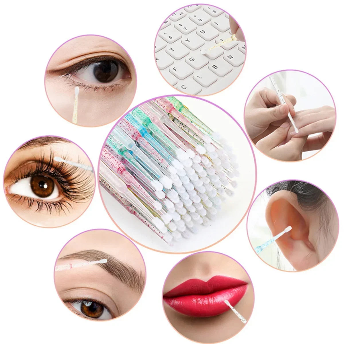vvocci Disposable Microbrush Eyelash Extension Tools 500/1000pcs - Crystal Swab Lash Grafting & Removal Applicators Quake