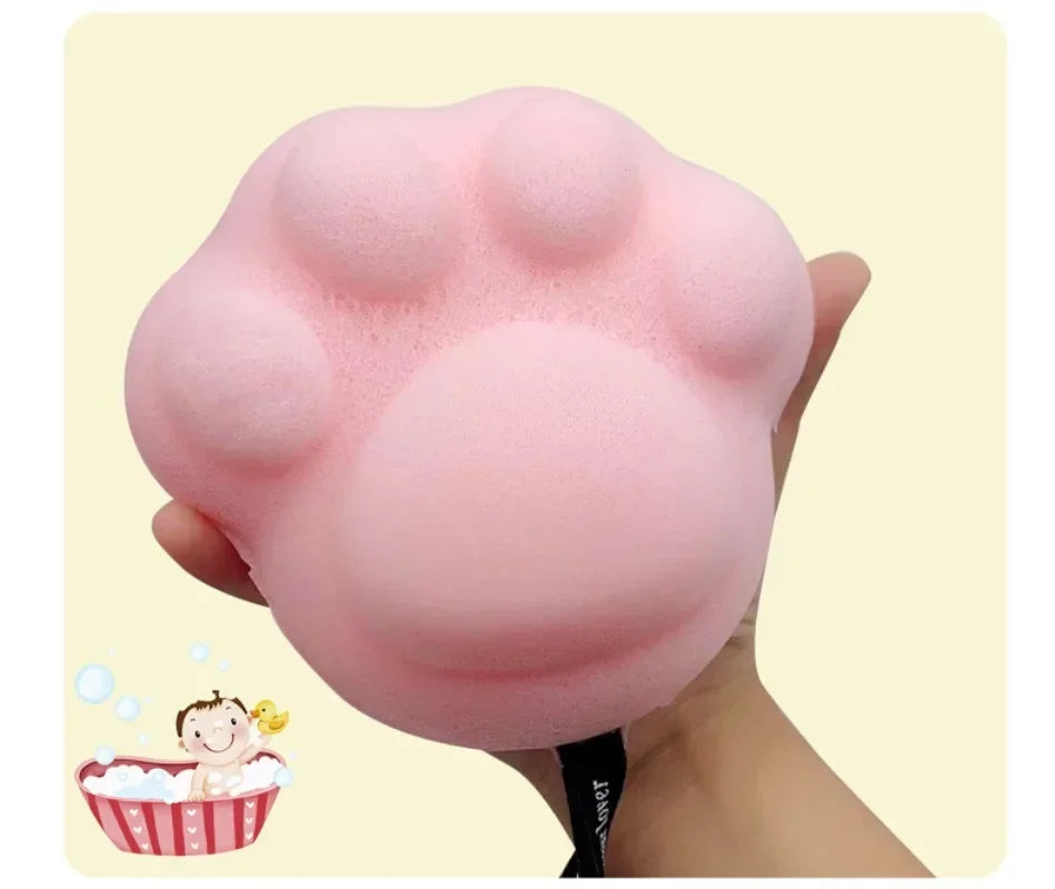 Cat Paw Shaped Shower Balls Scrubbing Dead Skin Remover Women Men Children Bath Sponge Bath PE Cartoon Body Washing Tools Quake