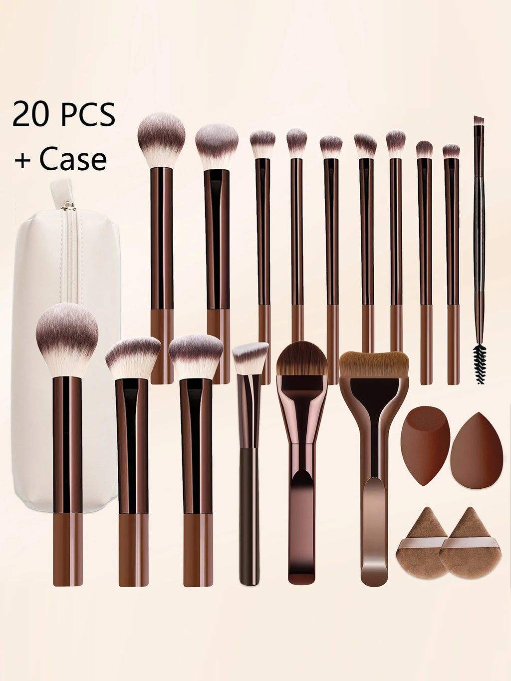 20 PCS Makeup Brush Set With Case, Soft Bristles, Foundation, Powder, Blush, Concealer, Eyeshadow Brush, CRUELTY-FREE & VEGAN Quake 20 PCS