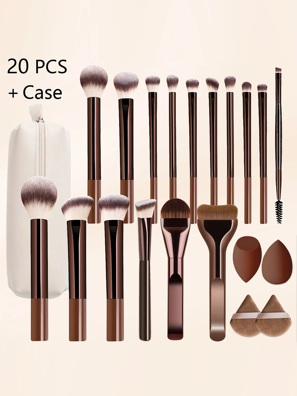 20 PCS Makeup Brush Set With Case, Soft Bristles, Foundation, Powder, Blush, Concealer, Eyeshadow Brush, CRUELTY-FREE & VEGAN Quake 20 PCS
