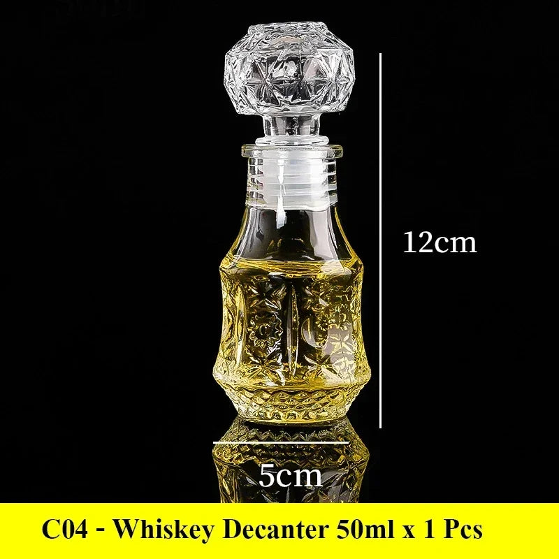 European Whiskey Transparent Glass Carved Small Bottle 50ml/100ml Mini Western Wine Bottle Sealed Red Wine Bottle Quake 50ml 2