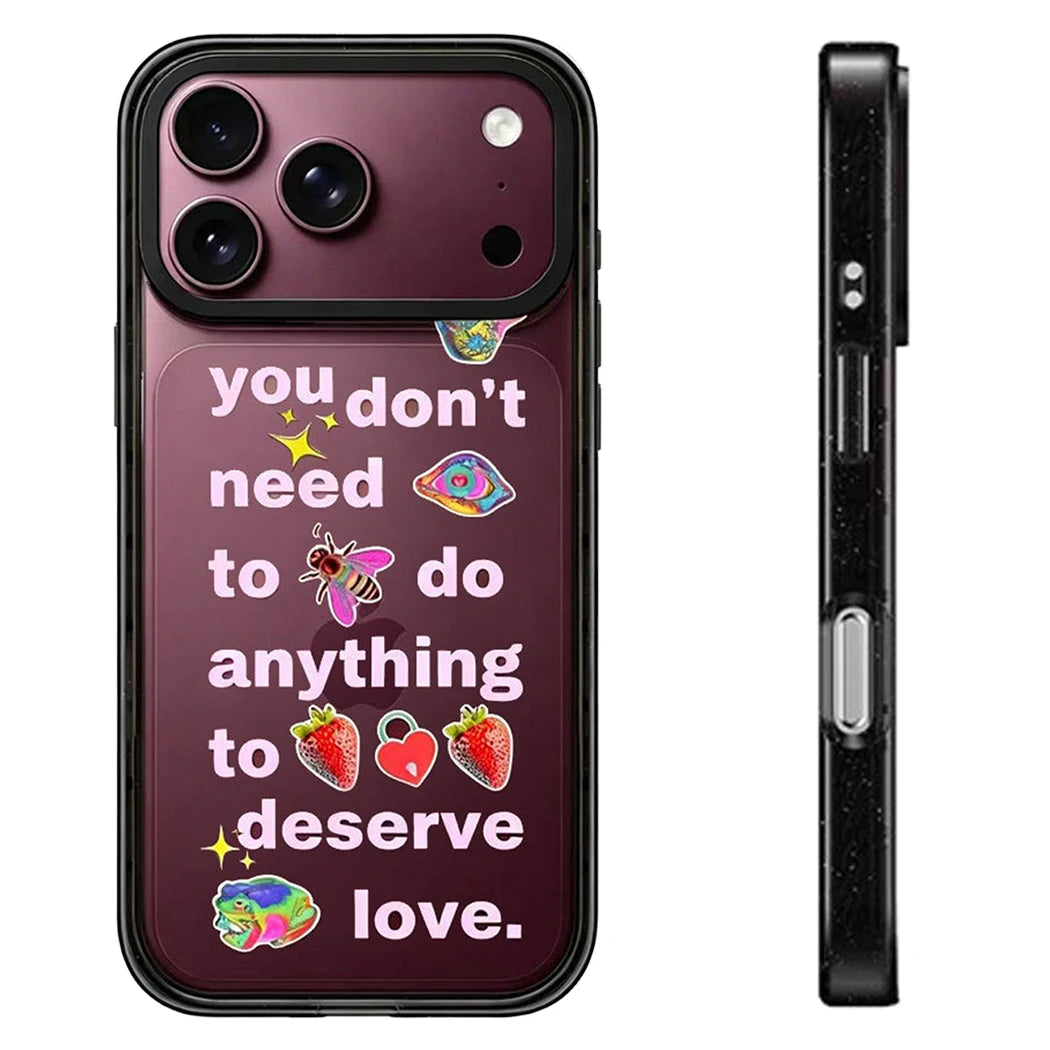 Deserve Love Pattern Impact Black Border Magnetic Case: Compatible with IPhone 18 17 16 15 14 13 Pro Max 18Pro Quake impact (no magsafe) 2 iPhone17 Pro Max