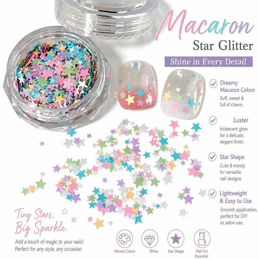 1 Box Colorful Heart Star Glitter for Nails Glitter Flakes Sparkling Diamond Sequin Nails Charms Sequins Manicure Decorations Quake