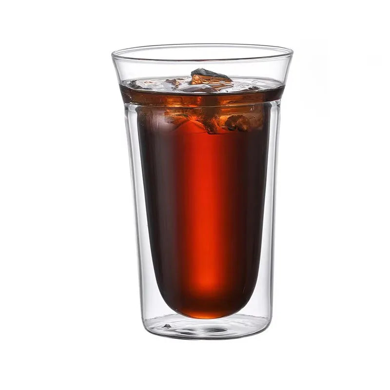 YWDL Double-layer Glass Cup Set Espresso Coffee Cup Anti-scalding Brandy Wine Shot Glass Teacup Clear Mug 120/180/280ml Quake 280ml 120-280ml