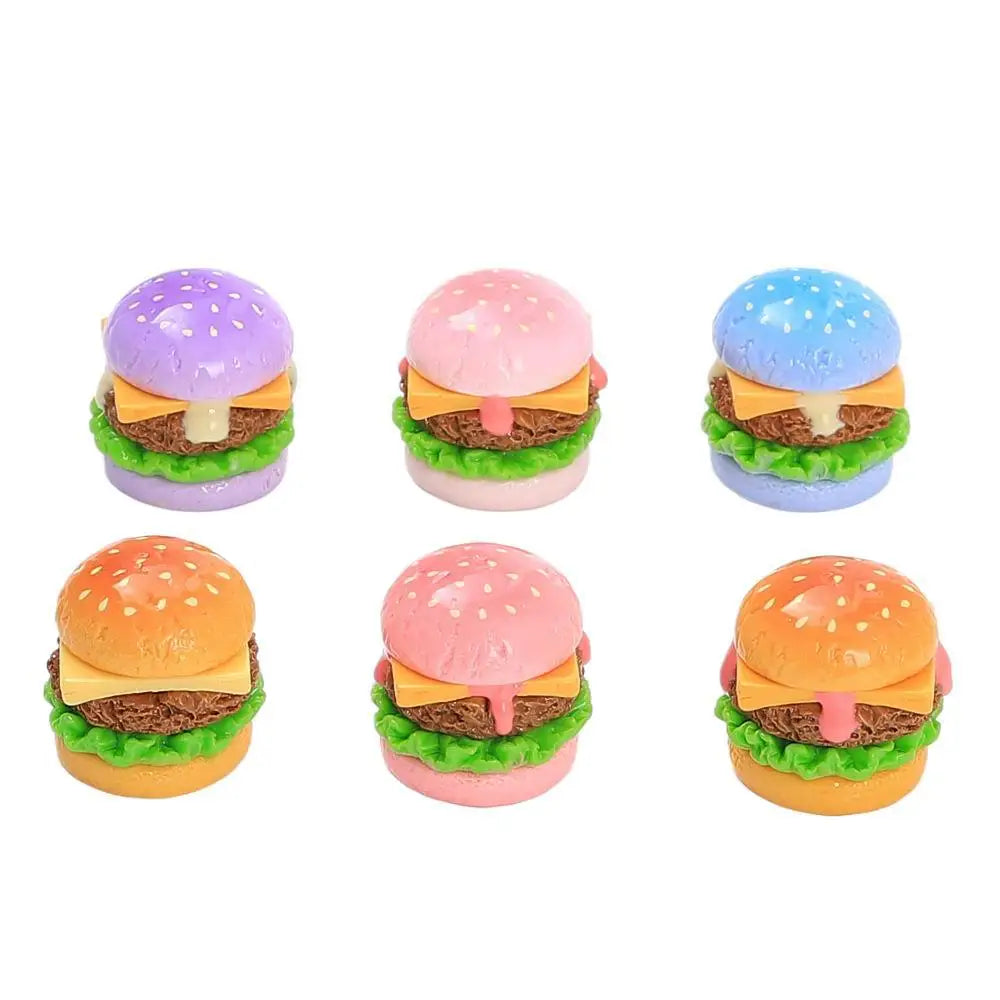 5Pcs Color Hamburger Flatback Resin Cabochon Scrapbooking for Hair Bows Center DIY Jewelry Phone Decoraiton Making Accessories Quake