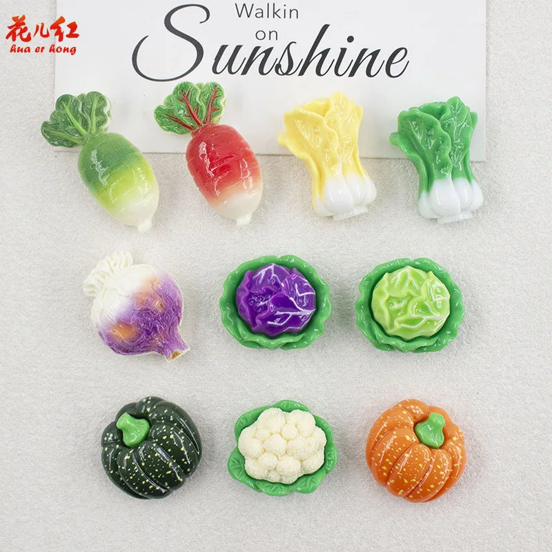 20Pcs Miniature 3D Vegetable Flatback Resin Cabochon For Phone Decoration DIY Scrapbooking Jewelry Craft Dollhouse Accessories Quake