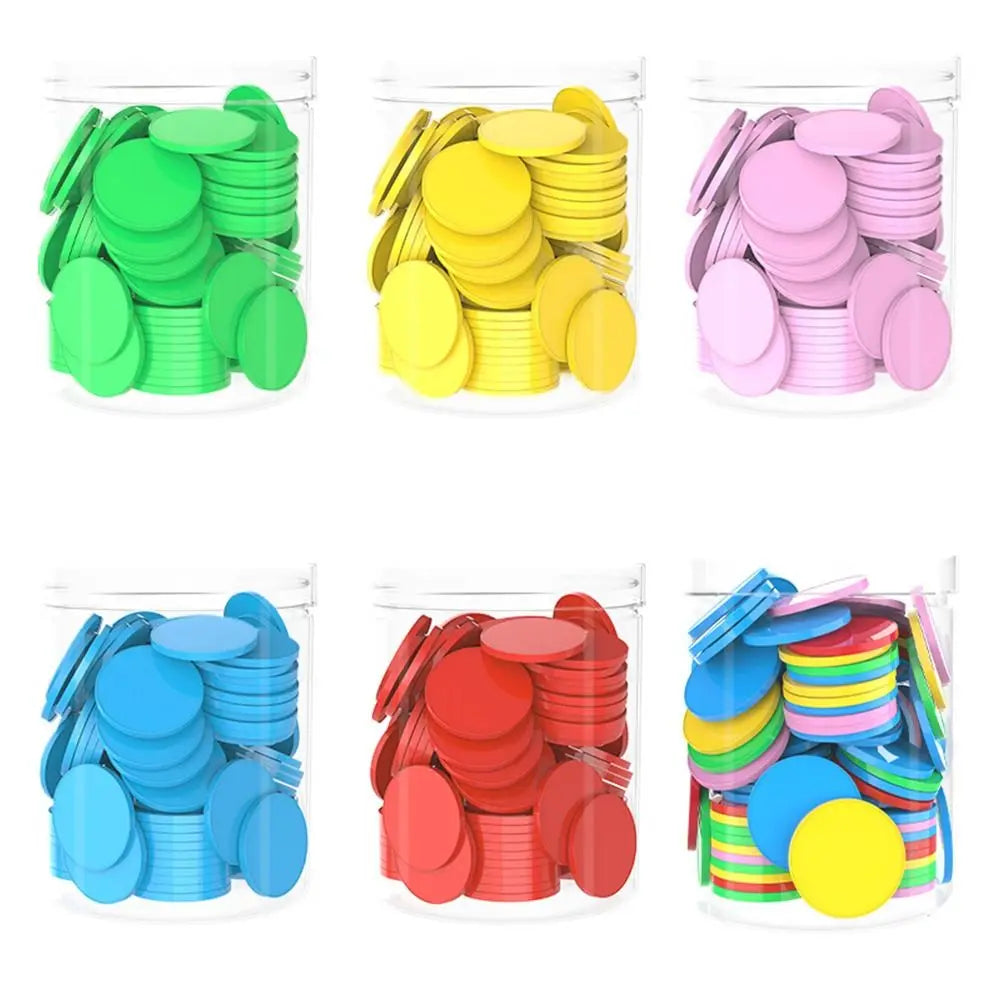 100pcs Plastic Counting Chips Addition Subtraction Operation Board Games Tokens Counting Toy Colored Round Teaching Tool Quake