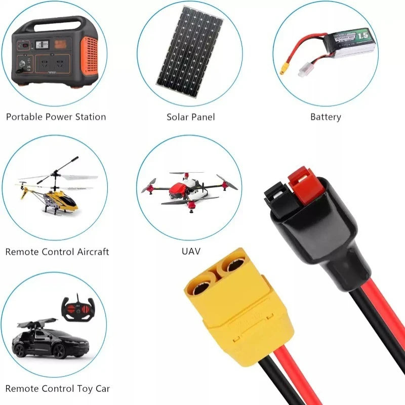 High Current XT90 Female Male To45A Pure Copper Connector Cable Mobile Energy Storage Wire For RV Off‑Grid Lithium Battery Power Quake