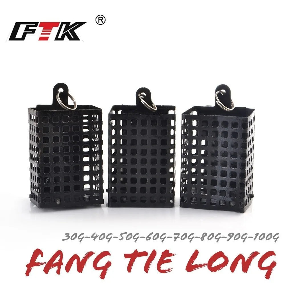 Square Shape Metal Feeder Wire Material 30g-100g Weight Bait Basket Holder Carp Fishing Sinking Freshwater Fishing Quake