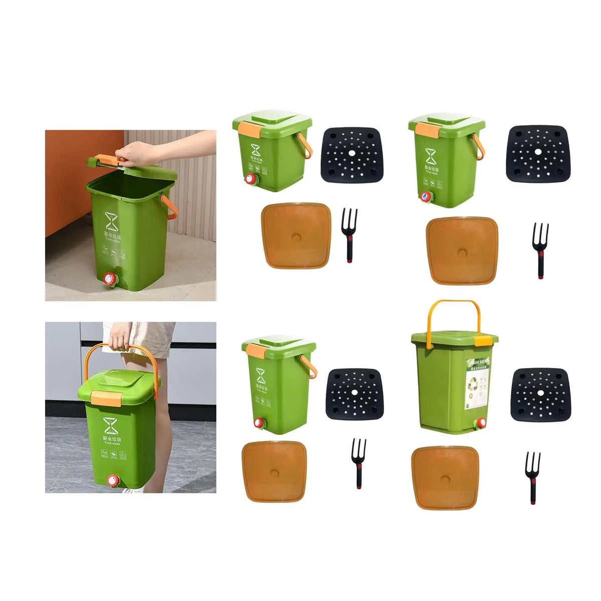 Kitchen Waste Compost Bucket Garbage Can Stronger Load Bearing Multifunction Quake