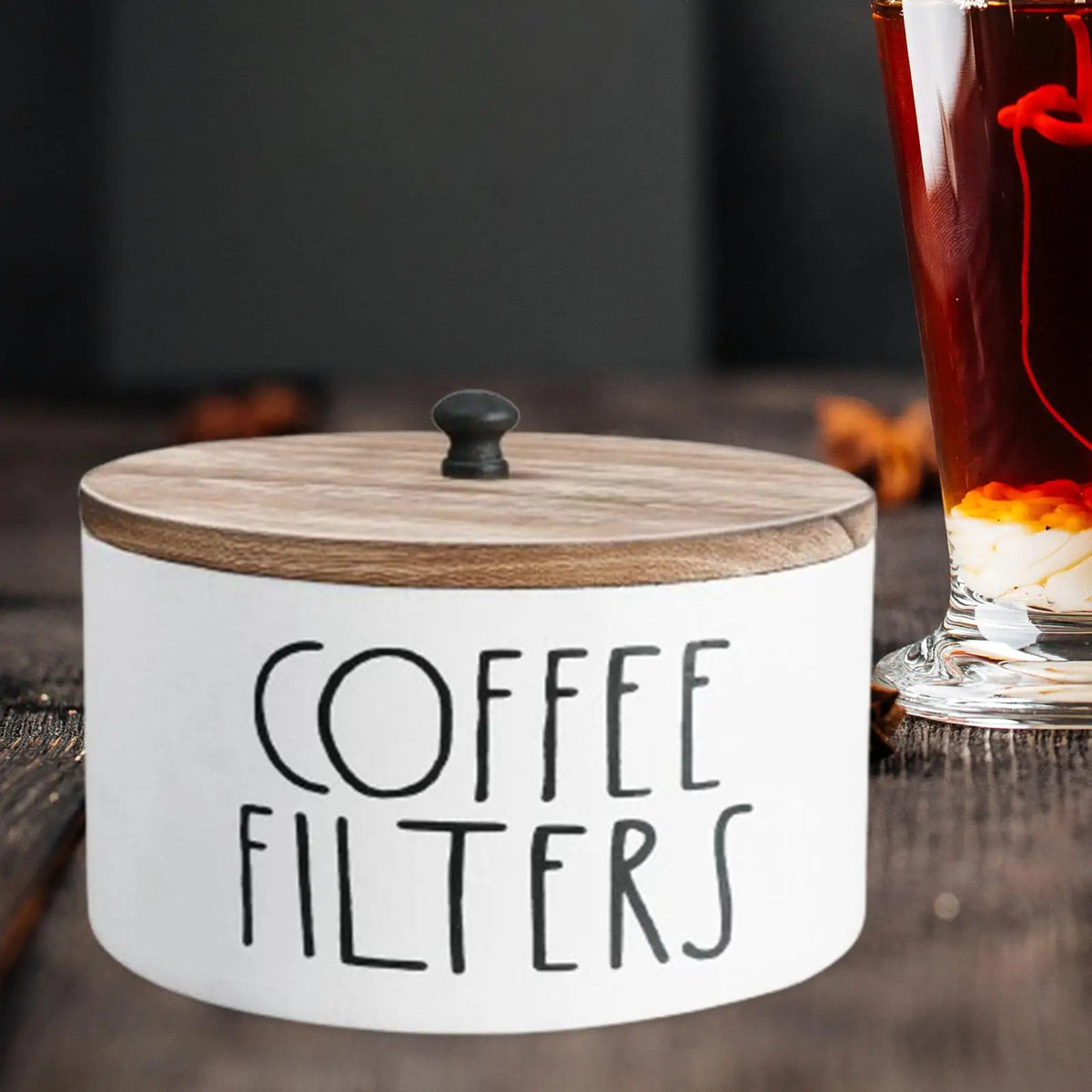 Coffee Filter Holder Decorative Accessories Dustproof Wood Coffee Filter Paper Stand for Hotel Office Travel Dining Coffee Shop Quake