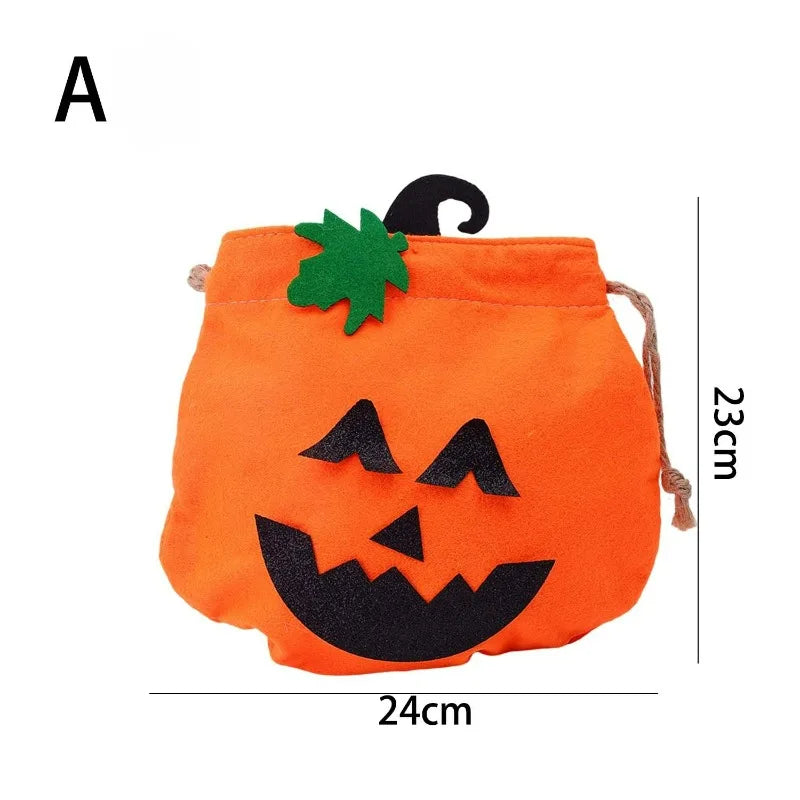 Halloween Pumpkin Ghost Face Tote Bags Children's Candy Gift Bag Large Drawstring Bag Storage Pouch Halloween Party Decoration Quake A 1PC