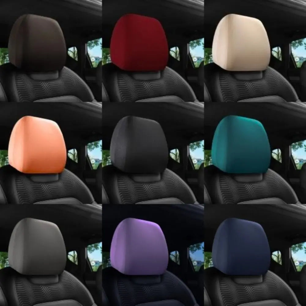 Universal Dirt-proof Car Headrest Cover Non-Slip Practical Seats Cover Elastic Solid Color Car Interior Accessories Quake