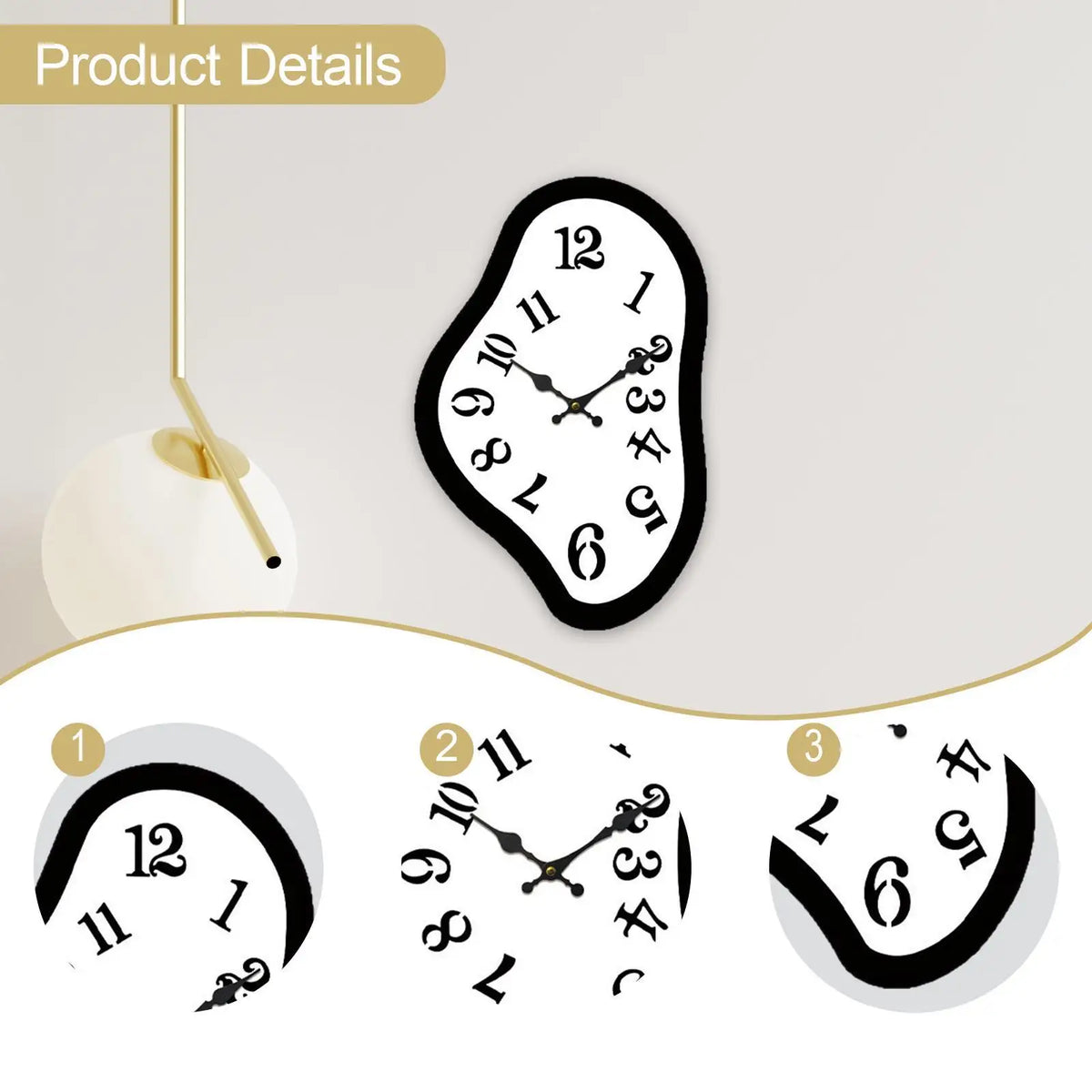 Modern Abstract Melting Wall Clock Acrylic Minimalist Quiet Movement Designer Decor for Kitchen Dining Study Quake