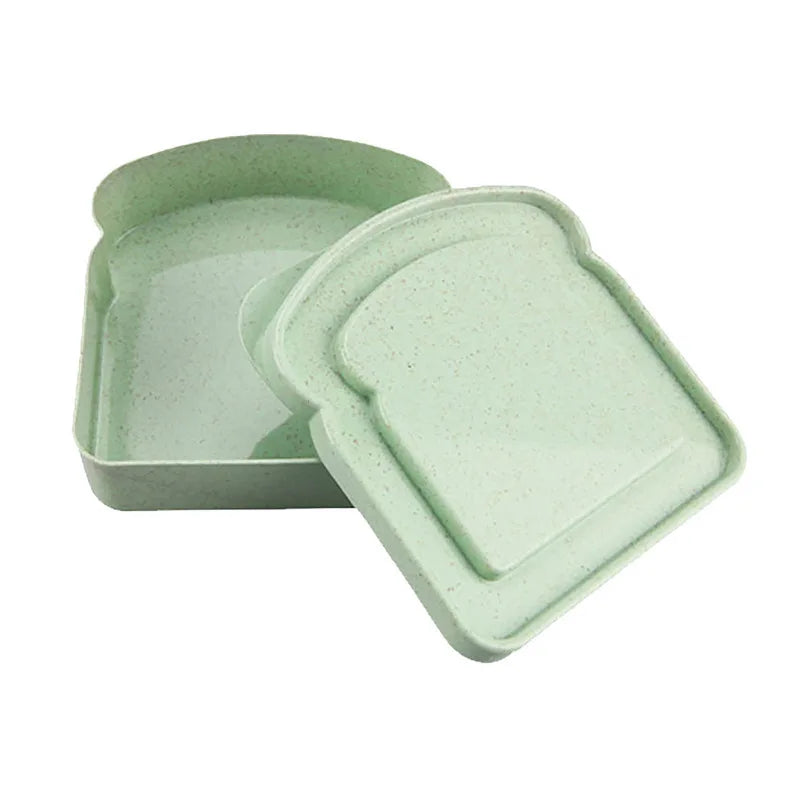 Toast Shaped Lunch Box Sandwich Container Leakproof Bento School Office Picnic Lunch Box for Kids Food Storage Containers Quake green 1 1