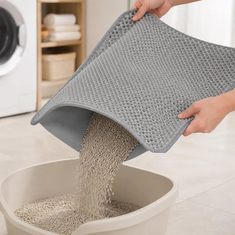 Non-slip Pet Cat Litter Mat Waterproof Double Layer Cat Litter Trapping Soft Odorless Pet Litter Box Mat Clean Pad Pet Products Quake
