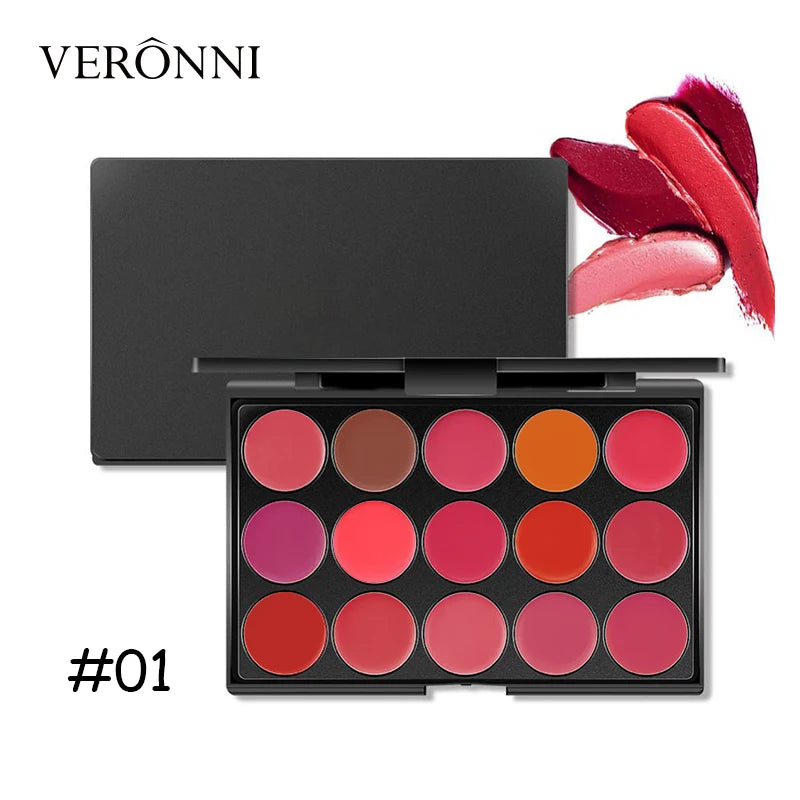 15 Colors Lipstick Palette Matte, Moisturizing And Non Fading, Non Stick Cup, Makeup Tray Easy To Color Ideal Valentine's Gift Quake 15 color 01