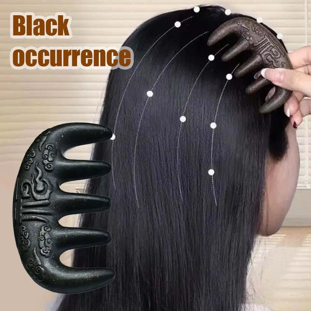 Polygonum Multiflorum Massage Comb Natural Handmade Five-tooth Meridians Scalp Massager Wide Tooth Comb Head Scraping Massage Quake