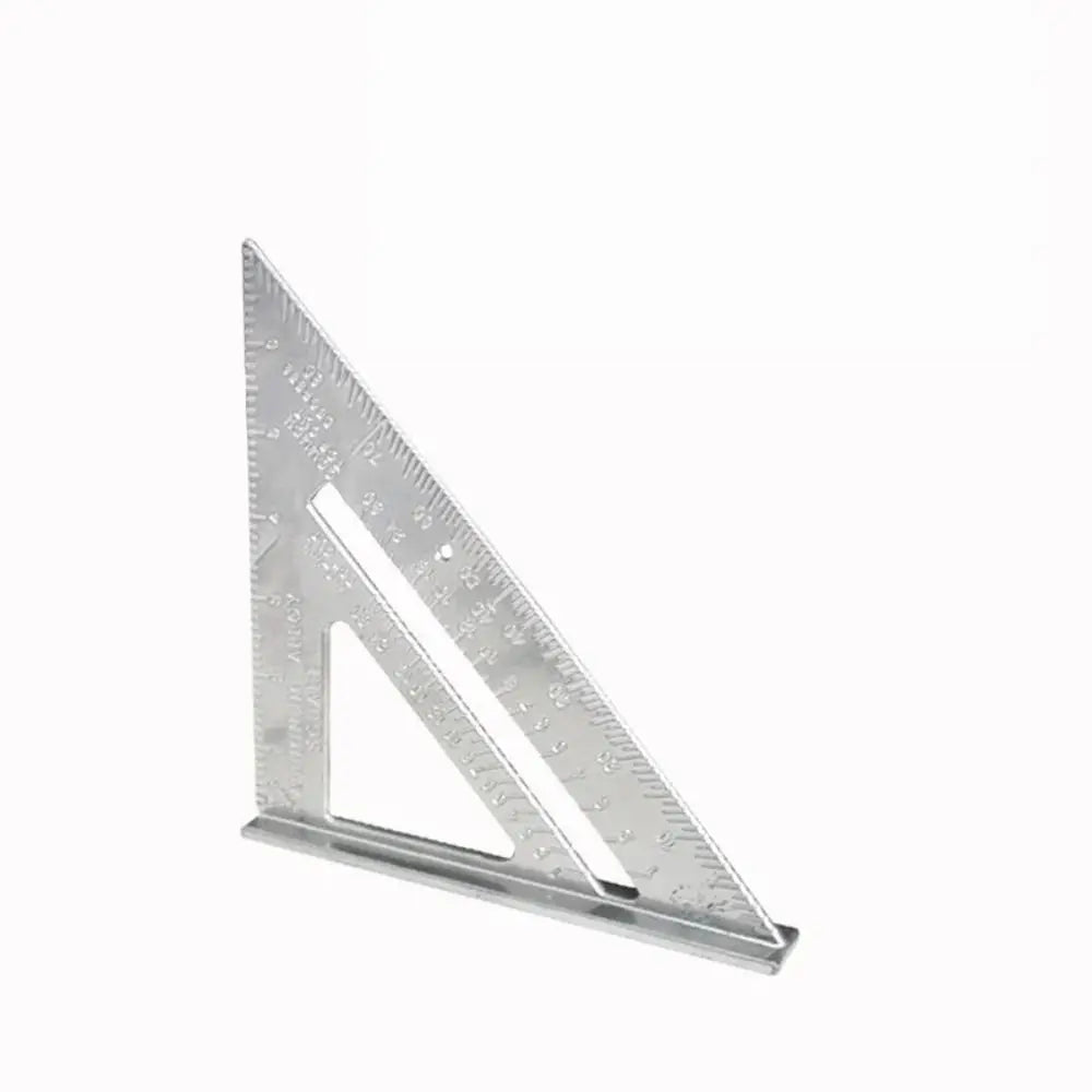 New 7Inch Triangle Ruler Measurement Tool Aluminium Alloy Carpenter Tools Inch Metric Angle Ruler Speed Square Woodworking Tools Quake silver-english