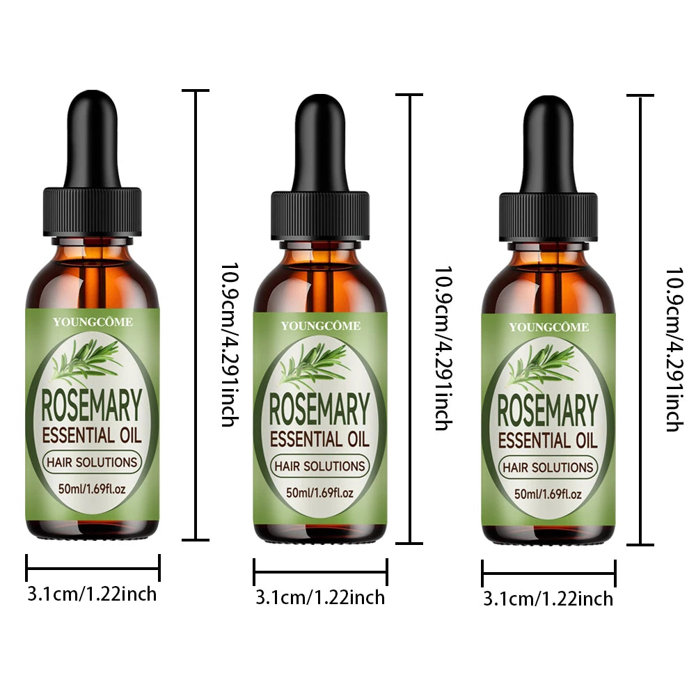Rosemary Essential Oil Nourishes Promotes Growth Protects from Damage Reduces Hair FallRepairs Improves Frizz Prevents Hair Loss Quake 3PCS-50ML