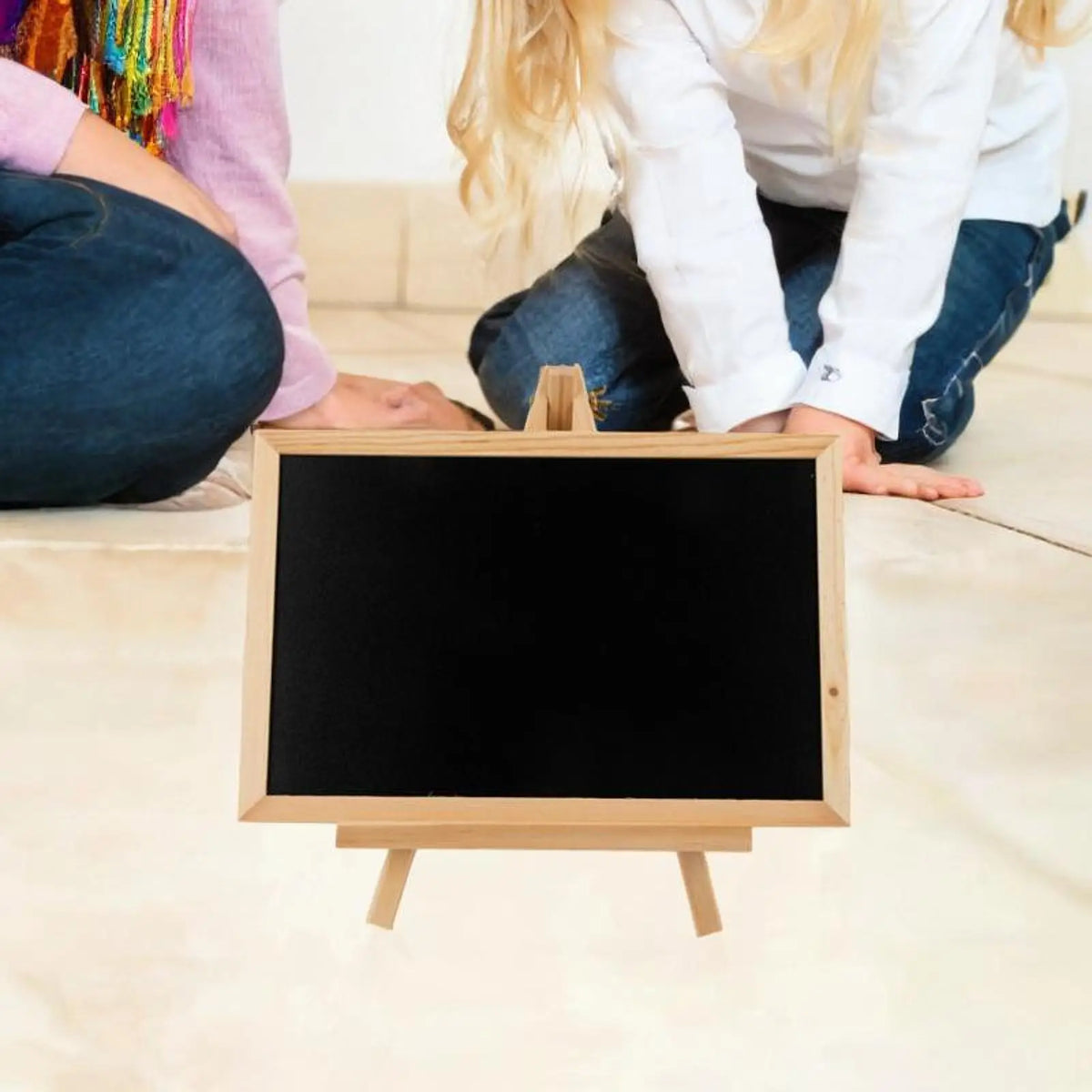 Wood Chalkboard Sign with Easel Stand for Coffee Shops Tabletop Menu Board Quake