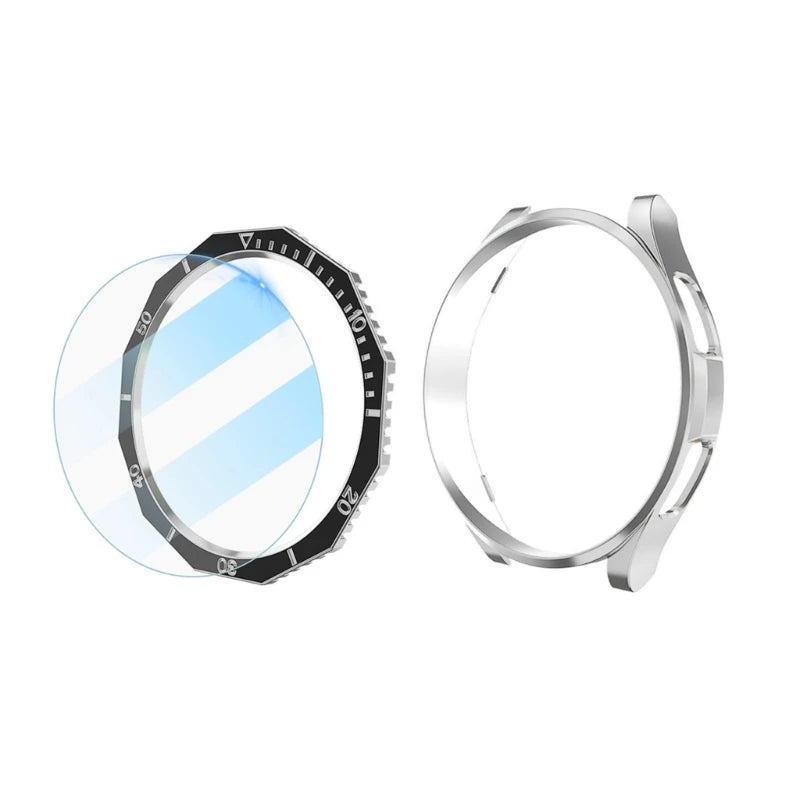 Protector Shell Wristwatch Bezel Cover Housing Anti-scratch Screen Protector K1KF Quake Black and silver 43mm