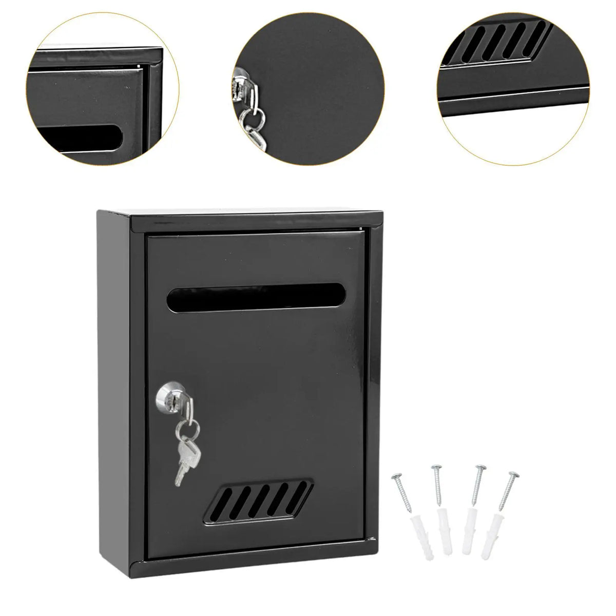Wall Mounted Mailbox Windproof with 2 Keys Letterbox Decorative Locking Mail Box for Home Decoration Gate House External Office Quake
