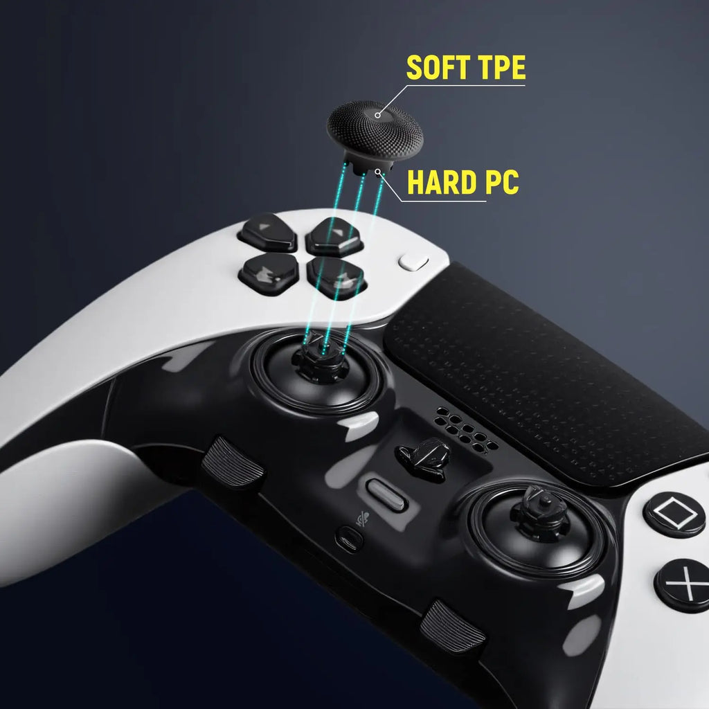 Game Console Joystick Triggers Buttons for PS5 Edge Controller Dualsense Replacement Thumbsticks Joysticks Cap White Quake