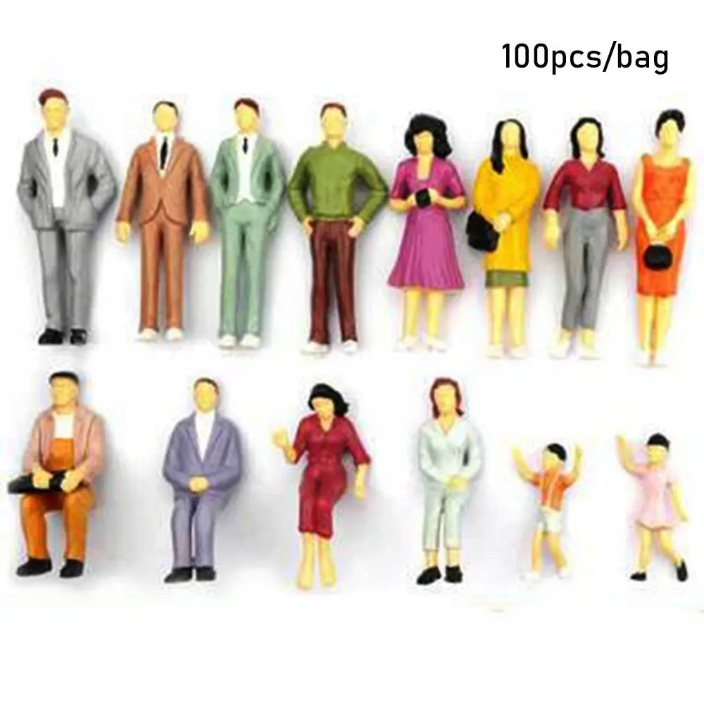 100pcs Hot Mixed Color Pose 1:100/1:150/1:75/1:50 Scale Train Scenery People Figures DIY Character Model Building Passengers Quake