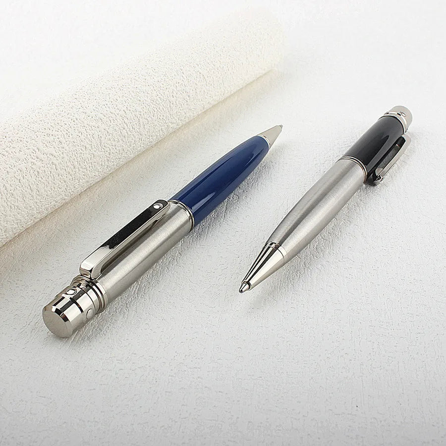 Elegant Vintage Rotating Metal Pen Smooth Blue Ink Writing High End Office Business Design with Pen Holder Quake