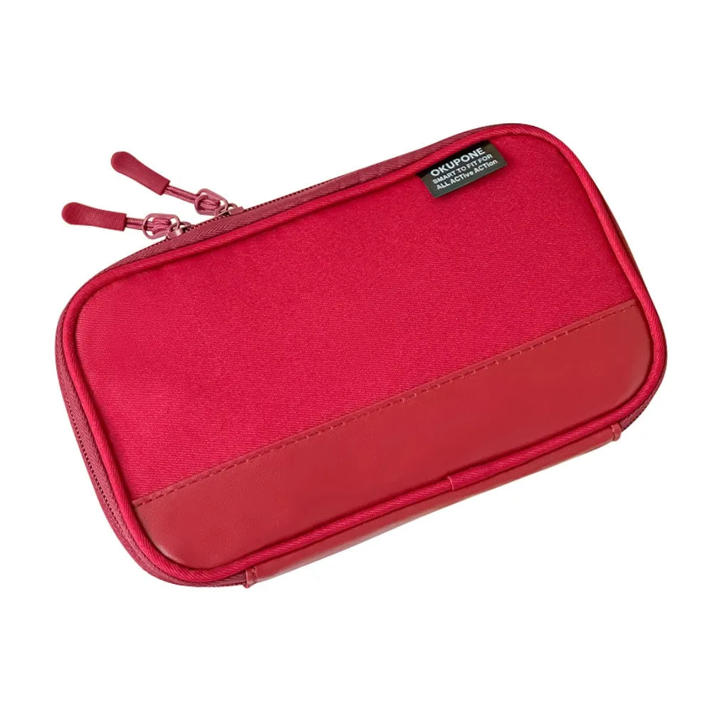 New Oxford Pen Bag Ultra-thin Portable Stationery Pouch Multi-functional Stationery Organizer Students Gift Quake Red
