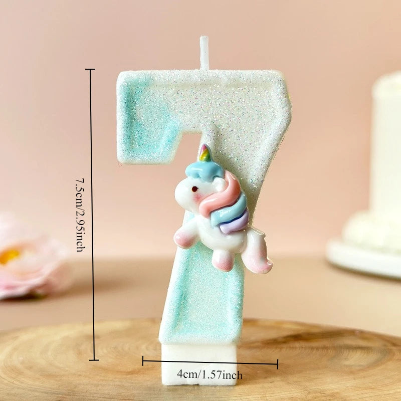 Cartoon Unicorn Digital Candle Birthday Candle Party Festival Cake Decoration Atmosphere Props Quake H