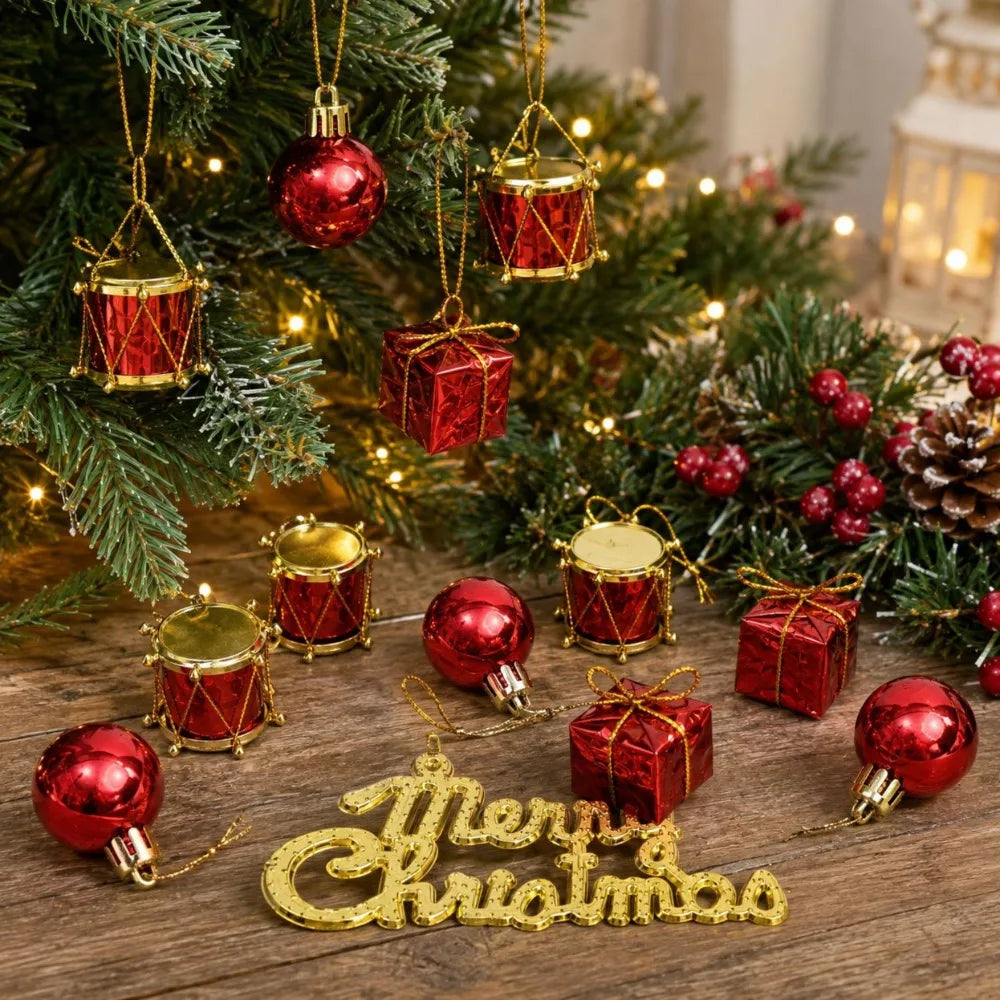 Christmas Tree Decoration Pendant Christmas Ball Pentagram Gift Box Ornaments Christmas Holiday Gift Decoration Party Supplies Quake