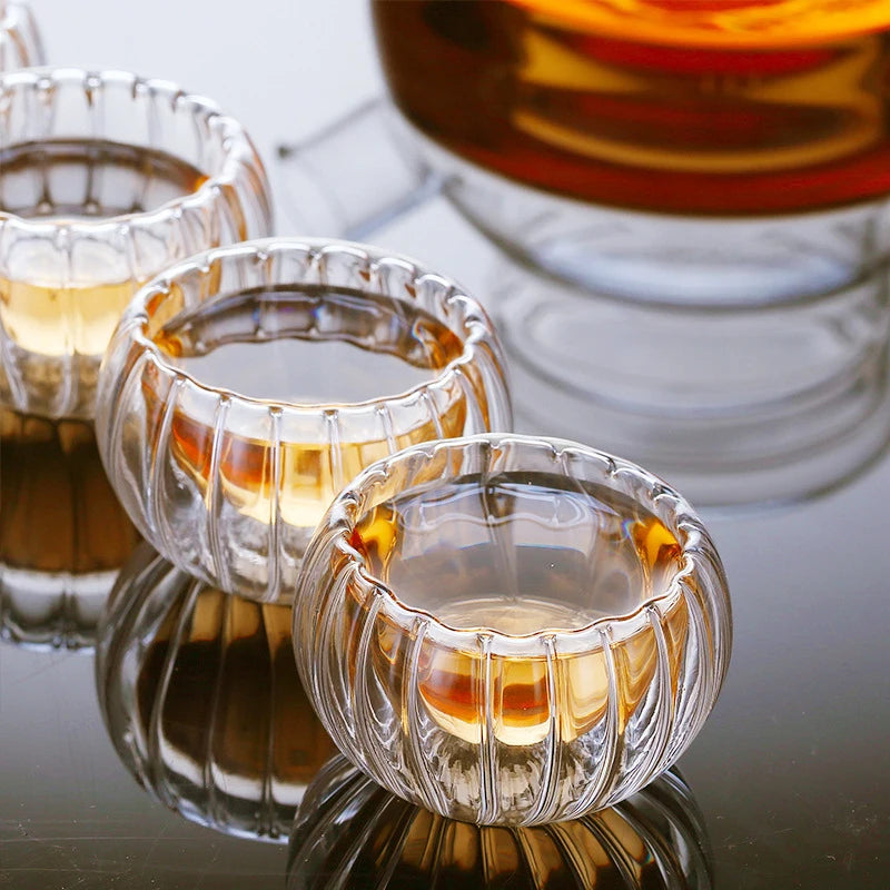 YWDL 50ml Glass Teacups Set Of 4/6pcs Double Walled Insulated Glasses Clear Espresso Coffee Cup Teaware Mug Accessories Quake