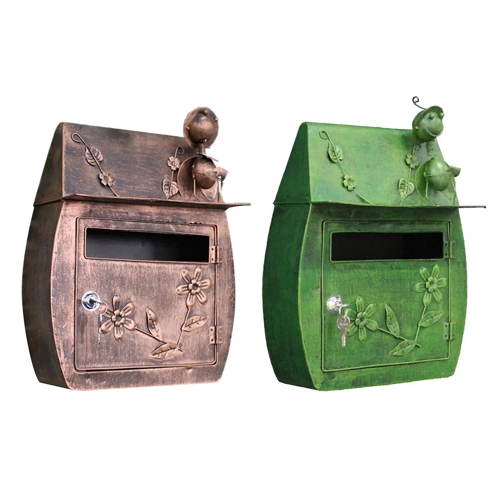 Wall Mount Mailbox with Key Lock Large Outdoor Retro Iron Letter Quake