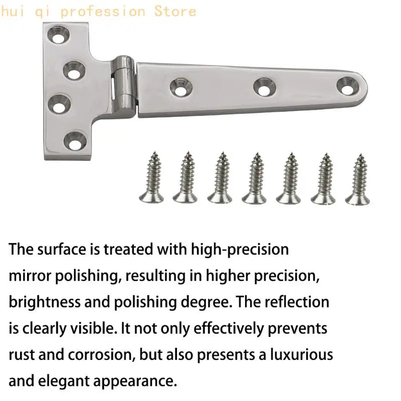 Marine Lid T Hinge 75 x 152 mm with Countersunk Screw Holes for Use H8WE Quake